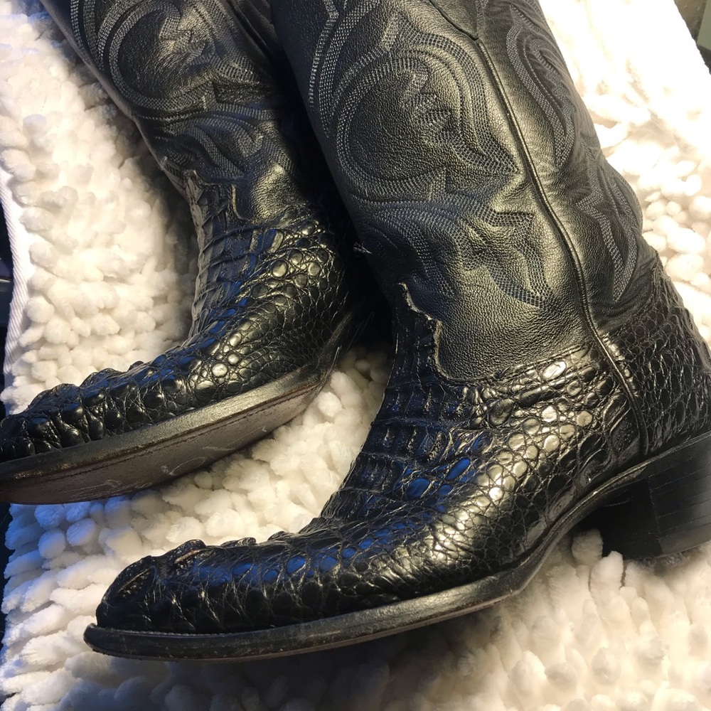 Black Alligator Cowboy Western Boots